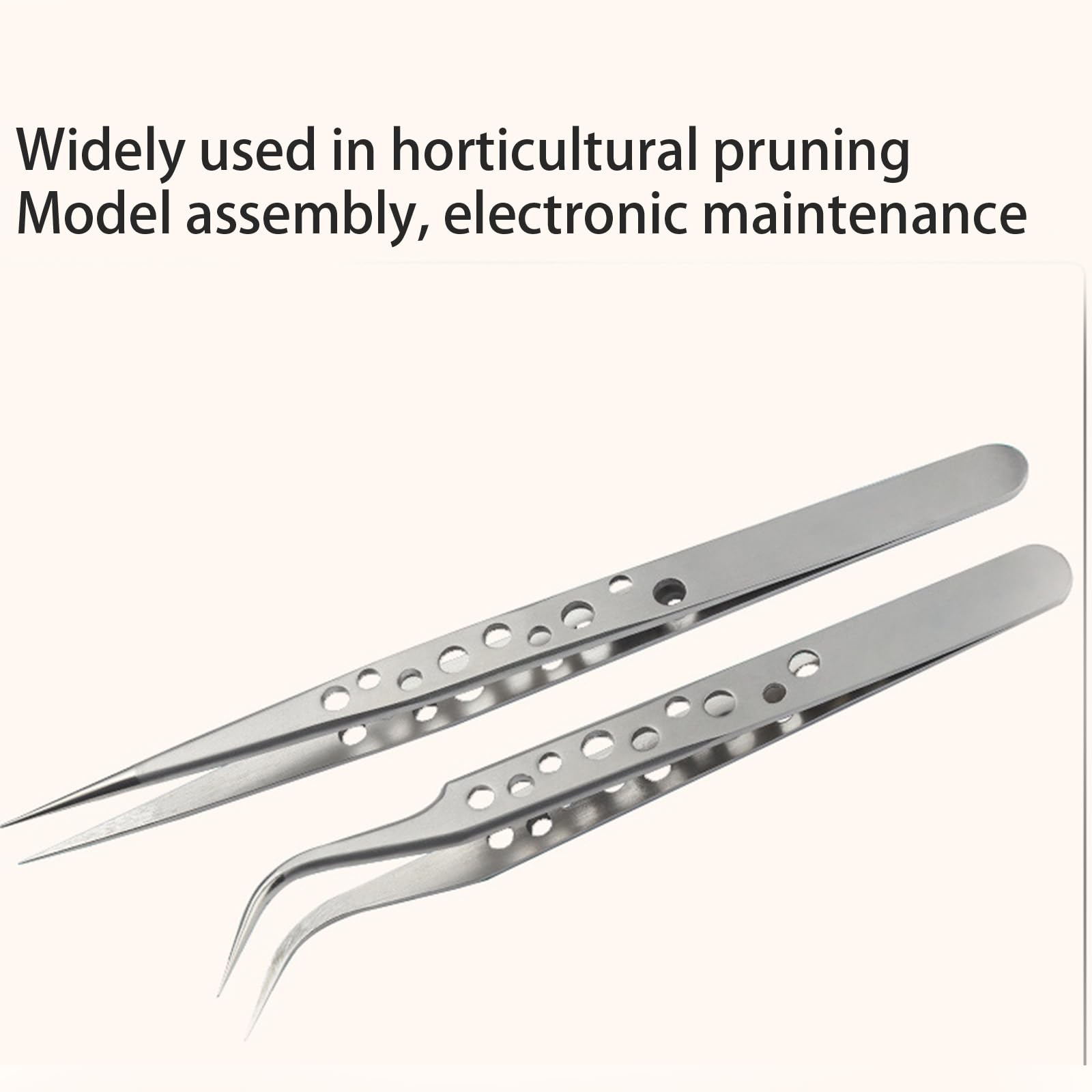 2 Stück praktische, ergonomische Edelstahl-Pinzetten für Gartenschnitt und detailliertes Basteln, Pinzette mit neun Löchern
