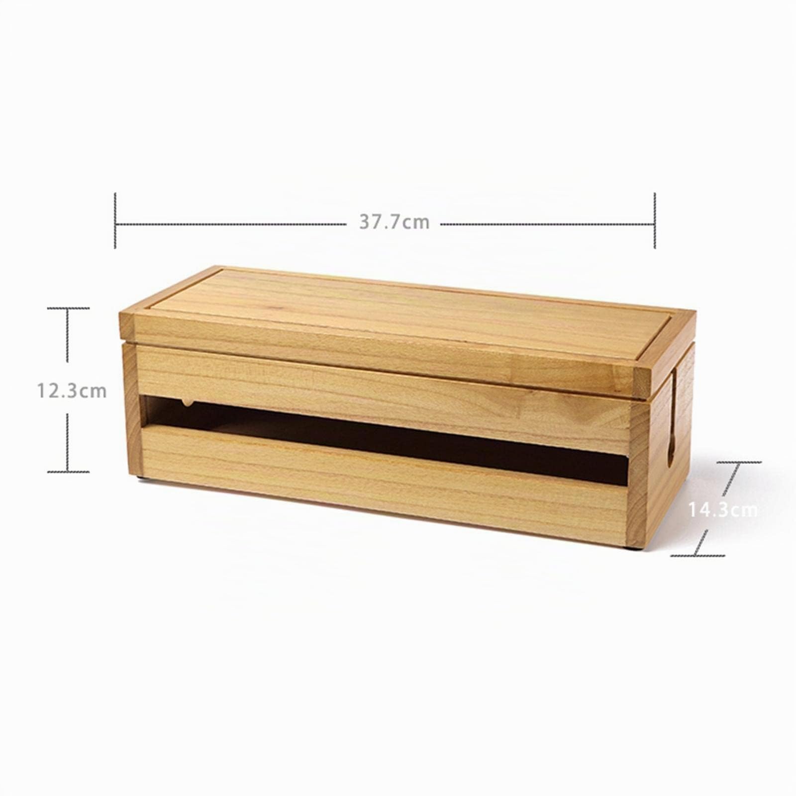 Fenteer Kabel Management Box Organizer für Schnüre, Groß Holz Kabelbox Bambus, um Ladegeräte & Steckdosenleisten sowie Kabel verstauen Kabelmanagement, 37,7x14,3x12,3 cm
