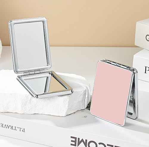 Miniatura 30 de Espejo de bolsillo, pequeño espejo de viaje con aumento, espejo cosmético portátil de doble cara con aumento para uso diario (mármol azul)