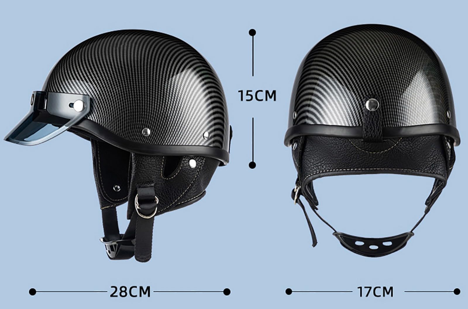 Casco Moto Aperto Casco Retro Moto Mezzo Casco per Uomo E Donna Certificato Ece Unisex per Bici Scooter, B, L=57-59CM
