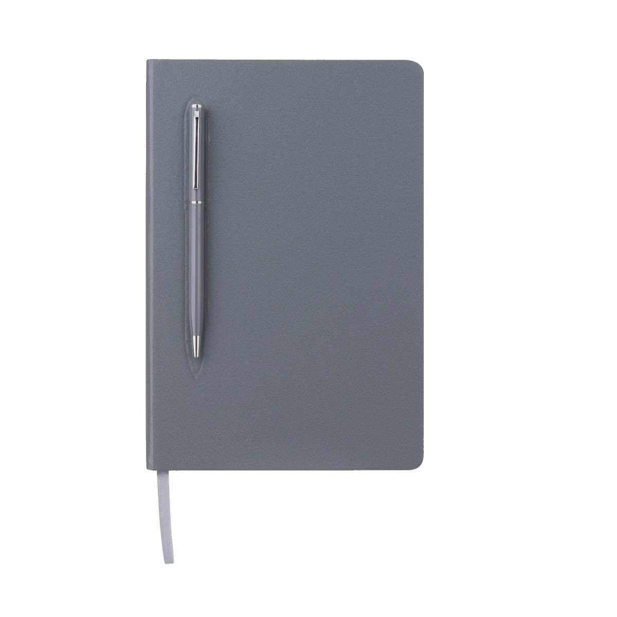Giftology Campina Soft Touch Hardcover Notebook and Pen Set, Gray