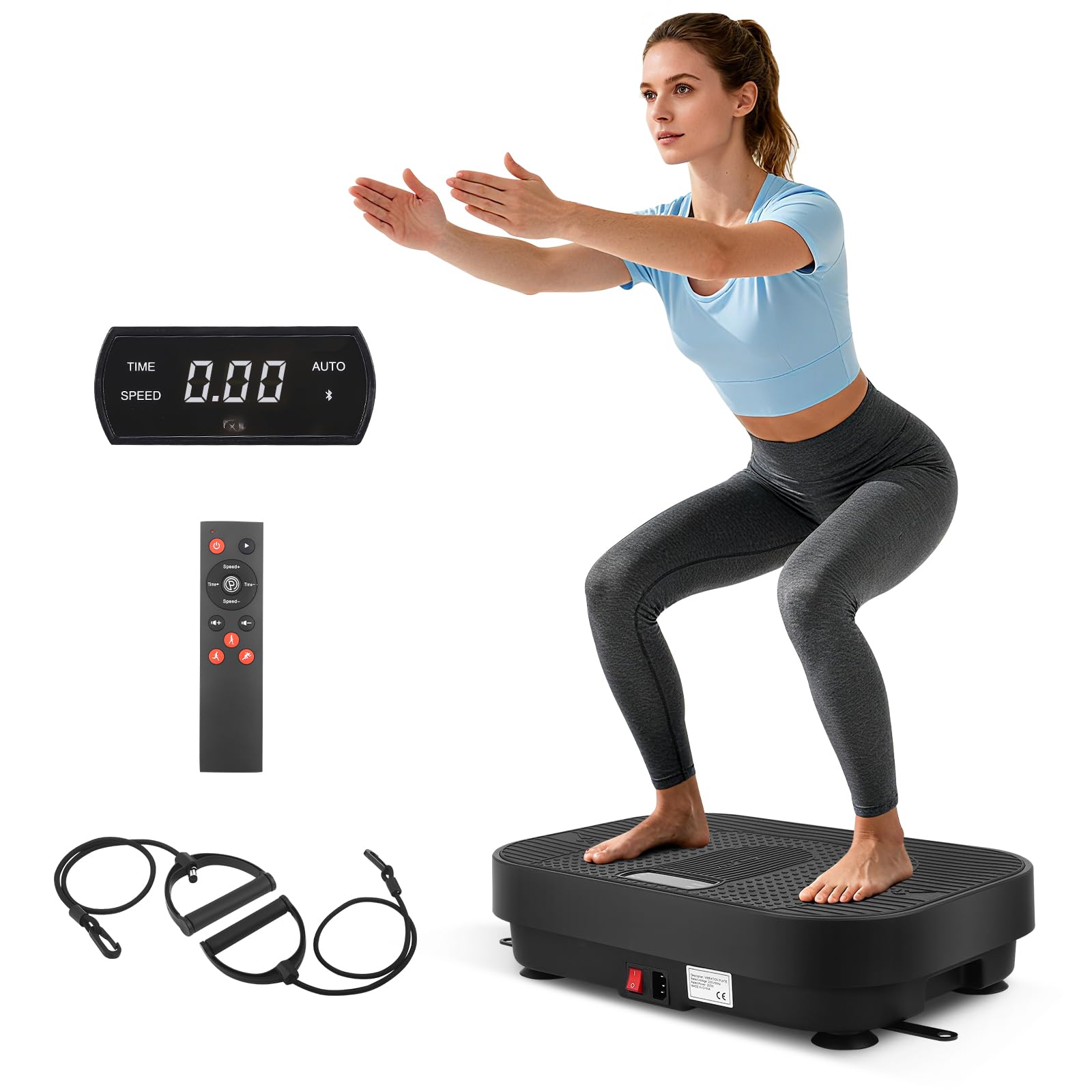 Pedana Vibrante Dimagrante,Pedana Vibrante per Circolazione Gambe 120 livelli di Vibrazione e 5 Programmi, Altoparlante Bluetooth Integrato, per Automatico della Velocità