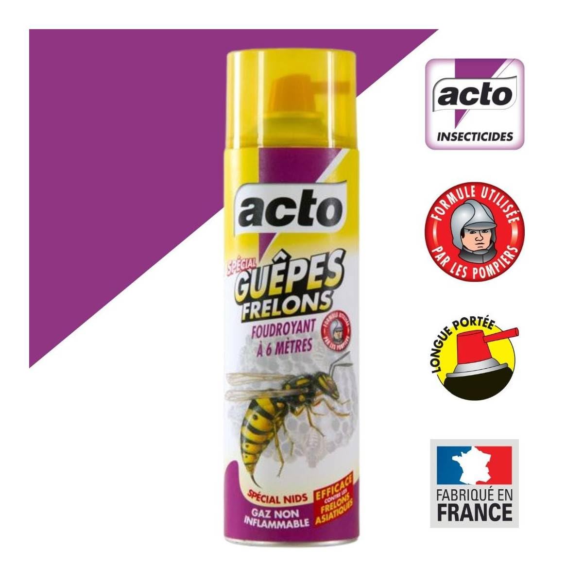 ACTO | AÉROSOL SPÉCIAL Spécial nids de guêpes, frelons européens et frelons asiatiques. | Aérosol 500ml | GUEP1