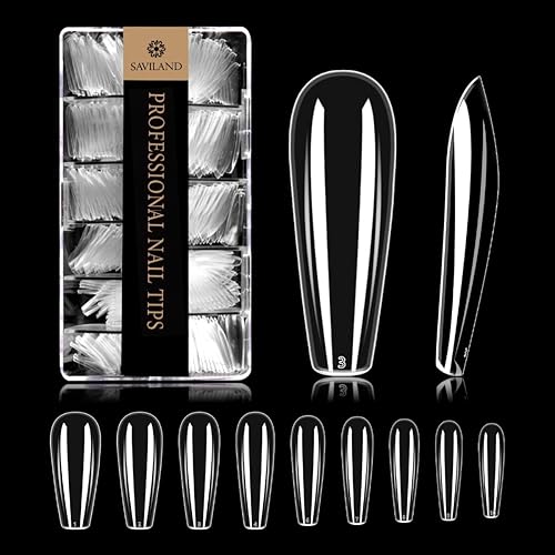 Saviland - 500 puntas para uñas de ataúd punta de acrílico para uñas de punta uñas de punta de uñas falsas