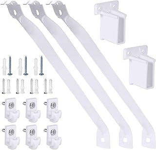 12 Inch Wire Shelf Brackets Set, 3 Pack Metal Shelf Supports + 6 Shelf Clips & 2 End Brackets, Wire Shelving Accessories for Wardrobe and Wall Bracket Installation