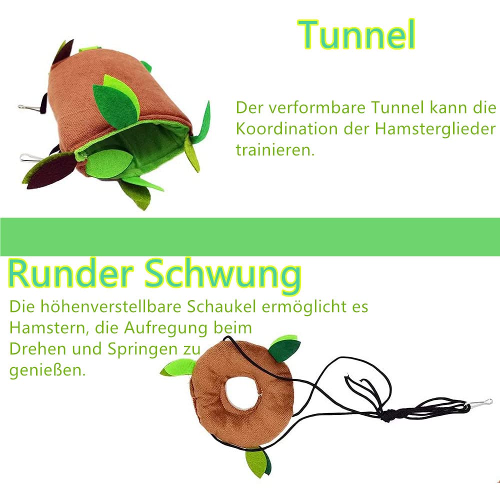 5-Teiliges Kleintiere Dschungel hängen Käfig Spielzeug Hängematte, Haustier Hängematte Schaukel Spielzeug Set für Hamster Meerschweinchen Chinchilla Vogel Eichhörnchen Kaninchen