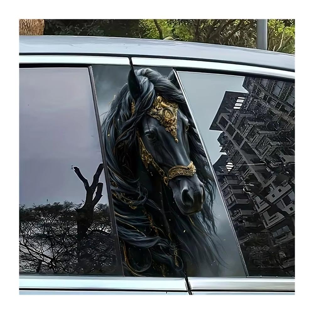 Bertdcx One Color Majestic Black Horse Vinyl Stickers For Car Door Pillars Auto Parts