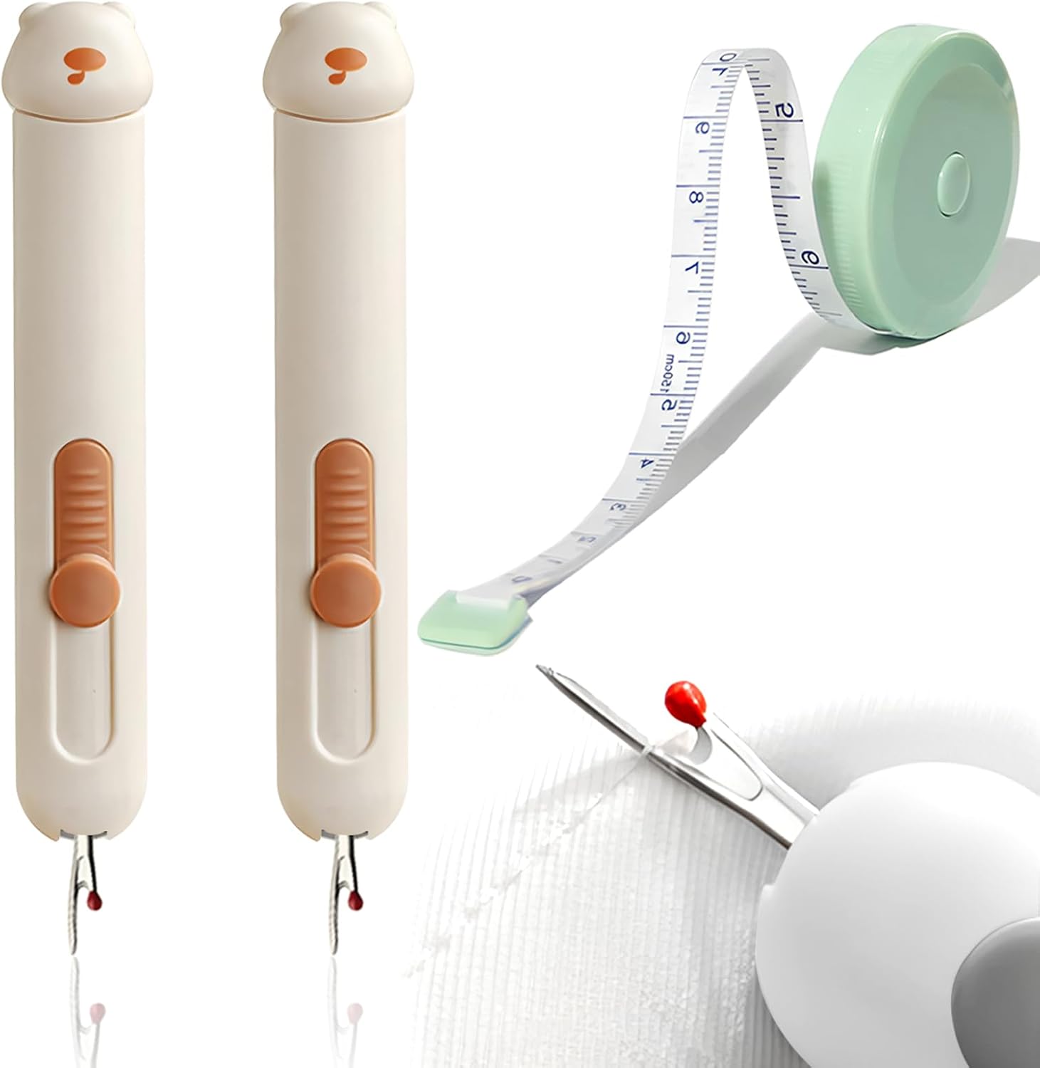 Upgraded 3 in 1 Automatic Needle Threaders Seam Ripper with Needle Storage 2 in 1 Needle Threader Seam Ripper 2025 Needle Threader and Seam Ripper Tool (Brown)