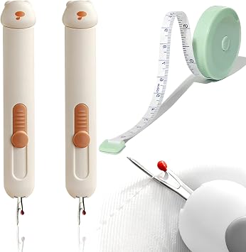 Upgraded 3 in 1 Automatic Needle Threaders Seam Ripper with Needle Storage 2 in 1 Needle Threader Seam Ripper 2025 Needle Threader and Seam Ripper Tool Brown