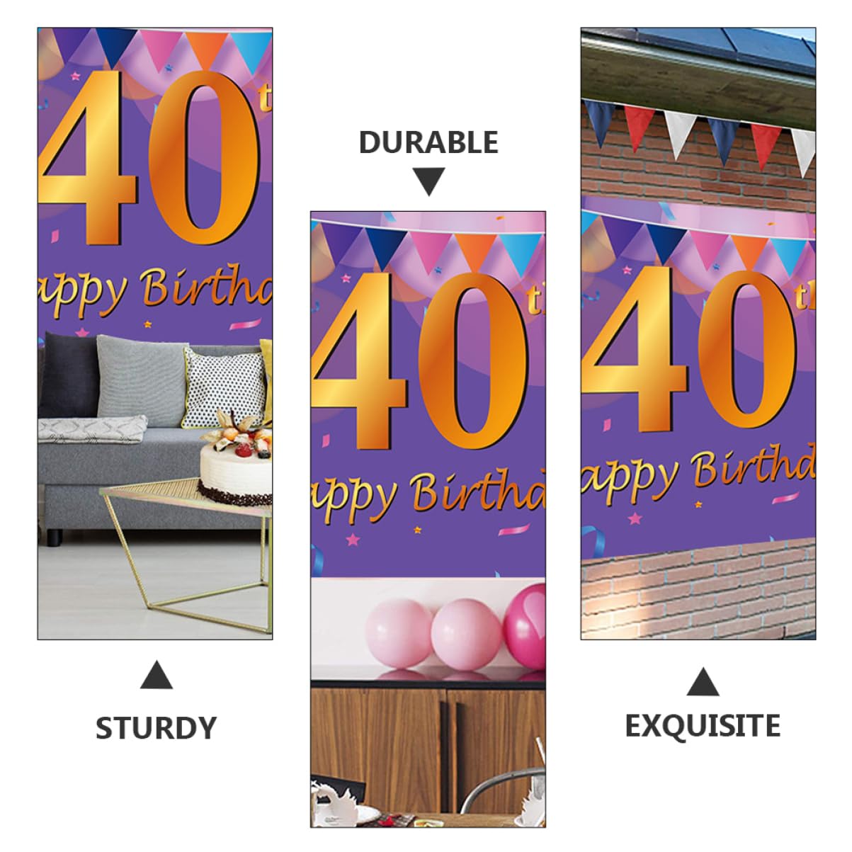 Artibetter 3piezas De Fiesta De Cumpleaños Decorativo Para Celebraciones Banderín De Adorno De Fiesta De Cumpleaños