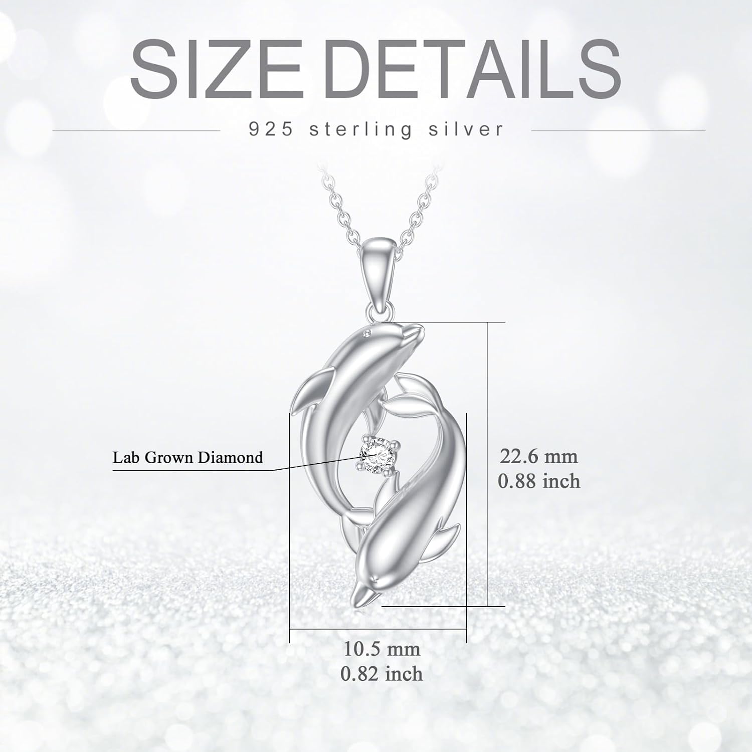 Diamond Dolphin Necklace for Women 925 Sterling Silver Dolphin Pendant Necklace with Lab Grown Diamonds Jewelry Gifts - Image 5