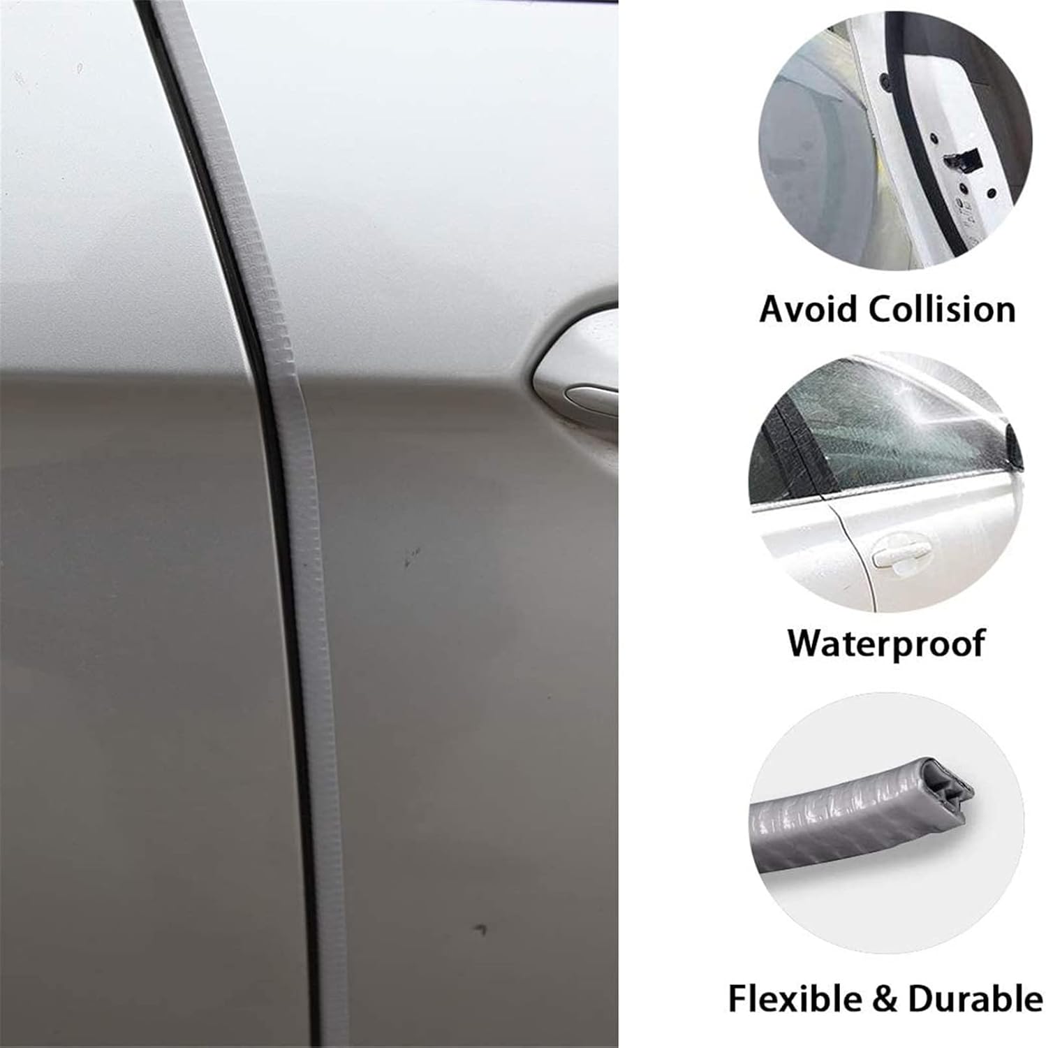 Amazon 車のドアエッジガードストリップu字型フレキシブル車のドア プロテクターゴム衝突防止ゴムトリムシールライニングチップから保護 傷はほとんどのユニバーサル車両に適合 グレー 10メートル 内装パーツ 車 バイク