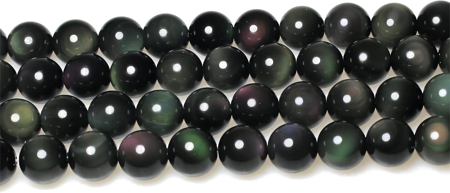 MJDCB Rare Collection Natural Stone Beads Rainbow Obsidian Round Loose Beads for Jewelry Making DIY Bracelet Necklace (8mm) - Image 4