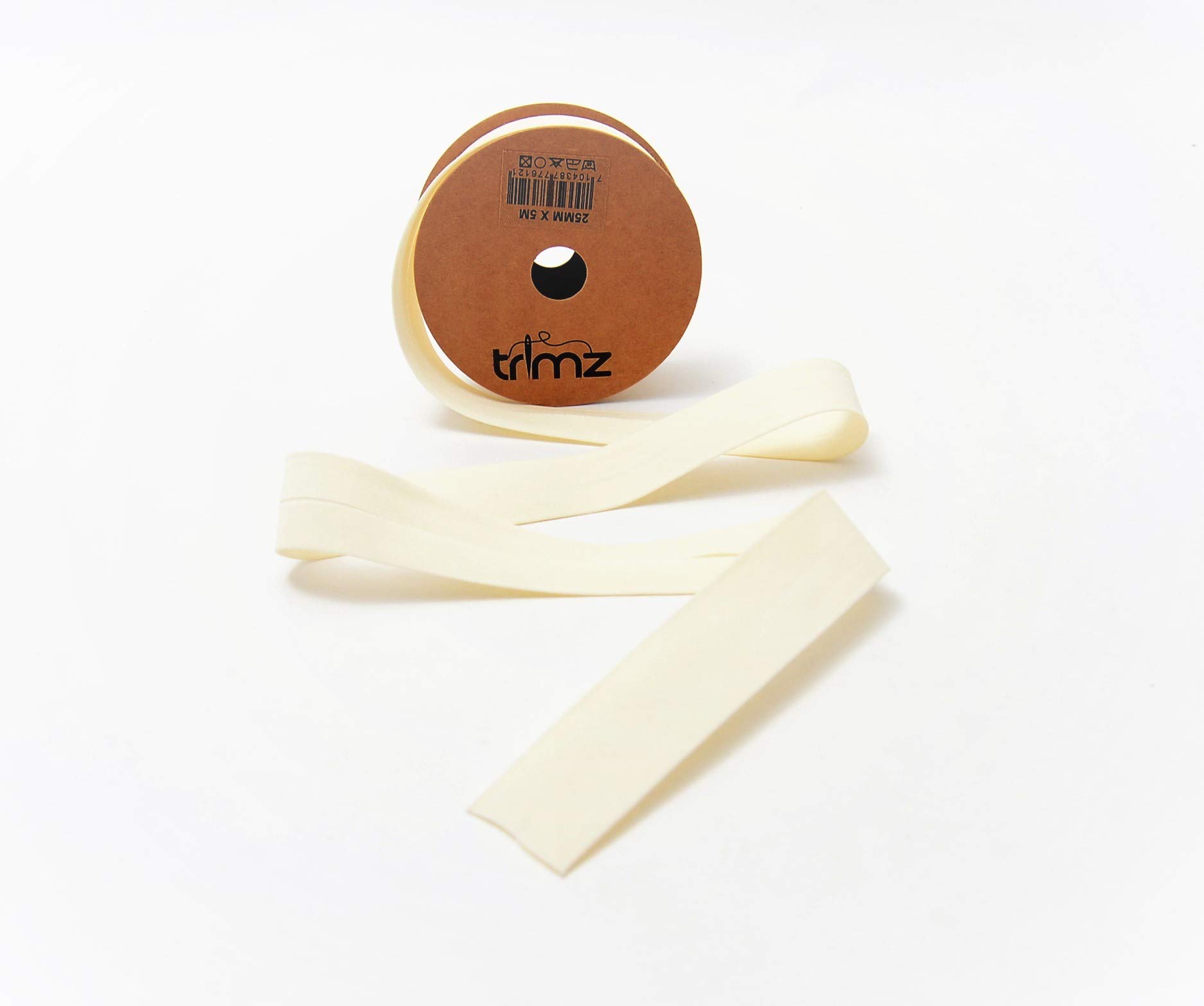 Trimz Ivory Poly Cotton Bias Binding, 25Mm X 5M
