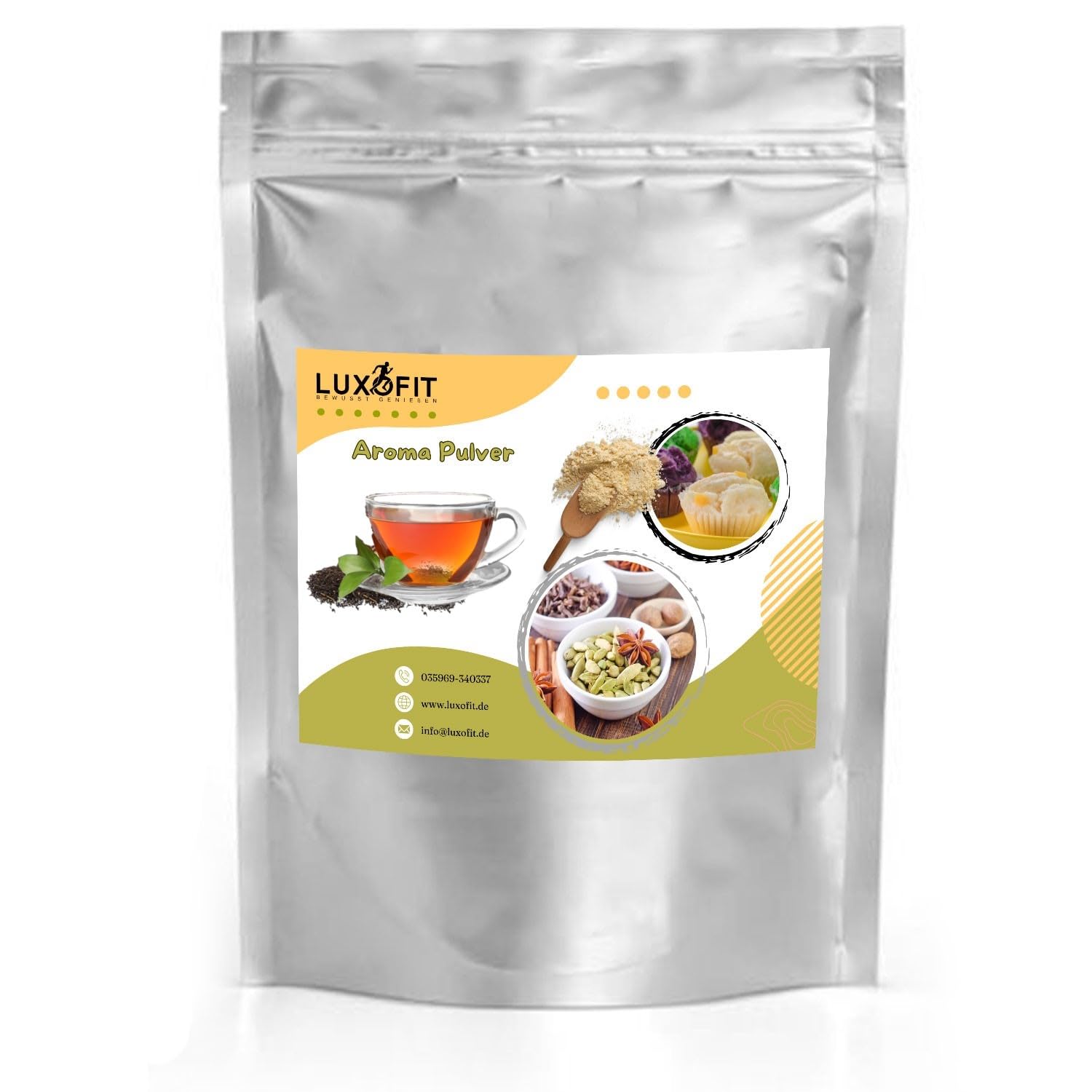 Luxofit Schwarzer Tee Aroma Pulver, Vegane und vegetarische Aromen, private Küche und Gastronomie geeignet, Aromatisierte Getränke und Lebensmittel, Made in Germany (50 g)