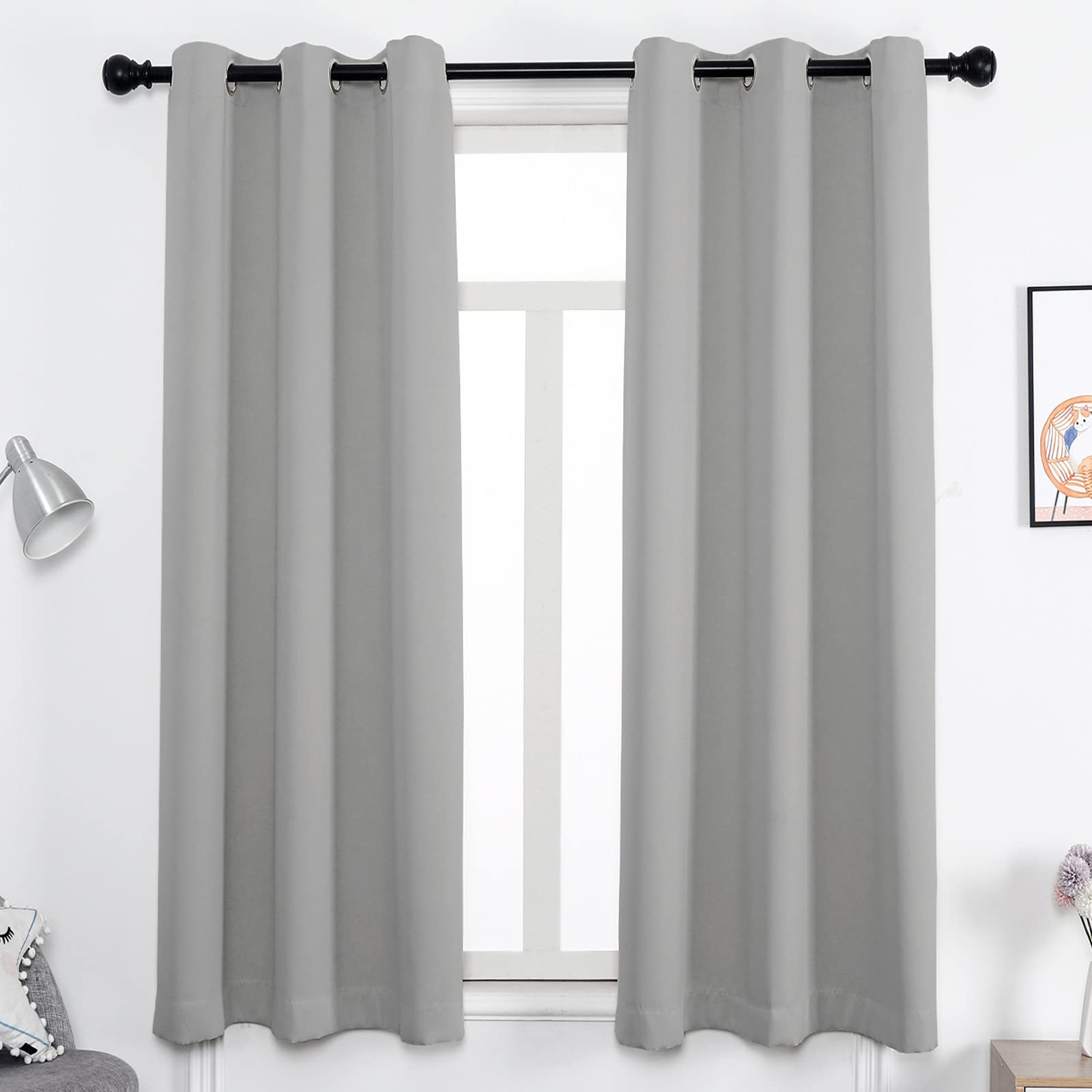 GZQIAWY Eyelet Curtain,Opaque 75%-95% Blackout Thermal Curtain,Cold and Heat Insulation Decorative Curtain Heat Protection Curtain Winter Summer (Width x Height) W62.99 x H47.24in Grey 1PCS