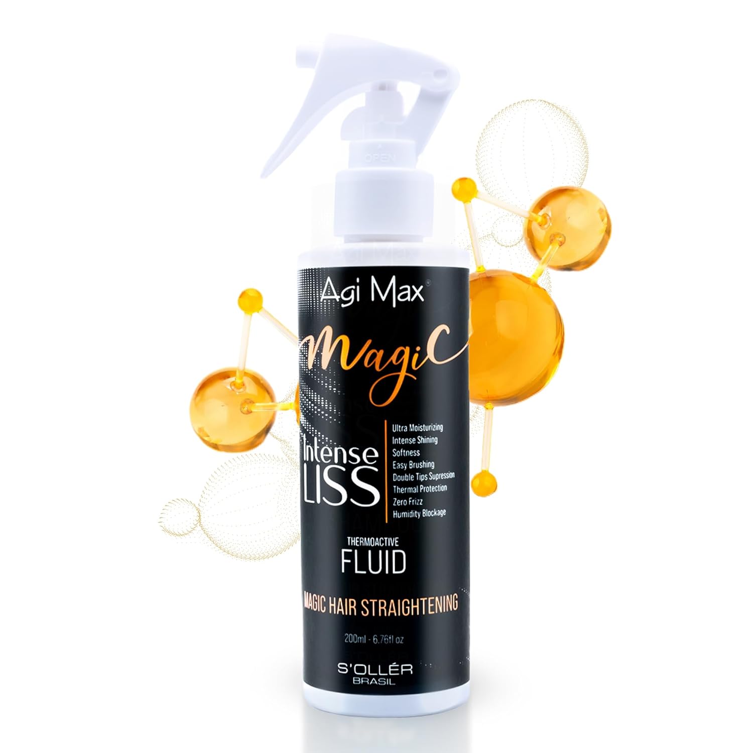 S'OLLÉR Magic Anti-Frizz Heat Protectant Spray - Advanced Frizz Control Finishing Spray - Moisturizing with Keratin and Vegetable Oils - Thermal Protector - 6.8 Fl Oz