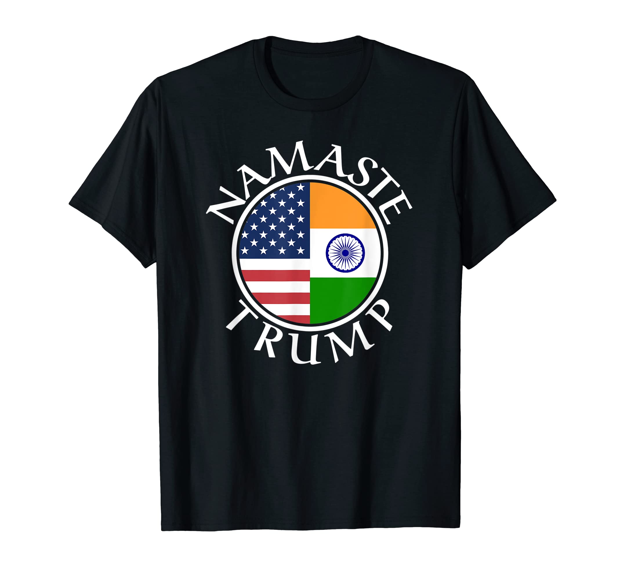 Namaste Trump DesignsNamaste Trump, Flag of India and American Flag, US and India T-Shirt