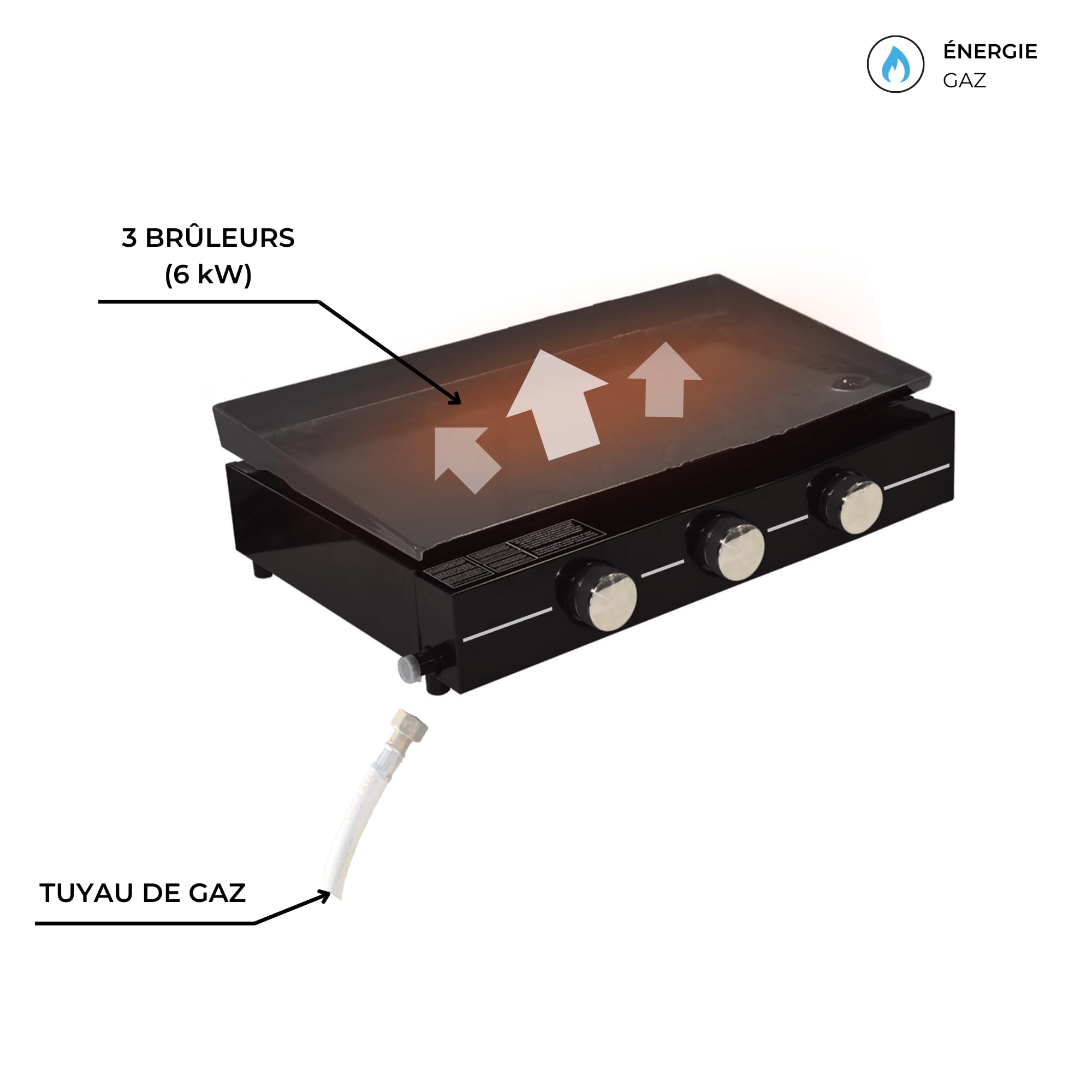 Cook’in Garden - Plancha Gaz Extérieur, 3 Brûleurs pour 10 Personnes, Plaque en Acier Émaillé Antiadhésif, Bac Récupérateur de Graisse Amovible, Idéal Terrasse et Jardin