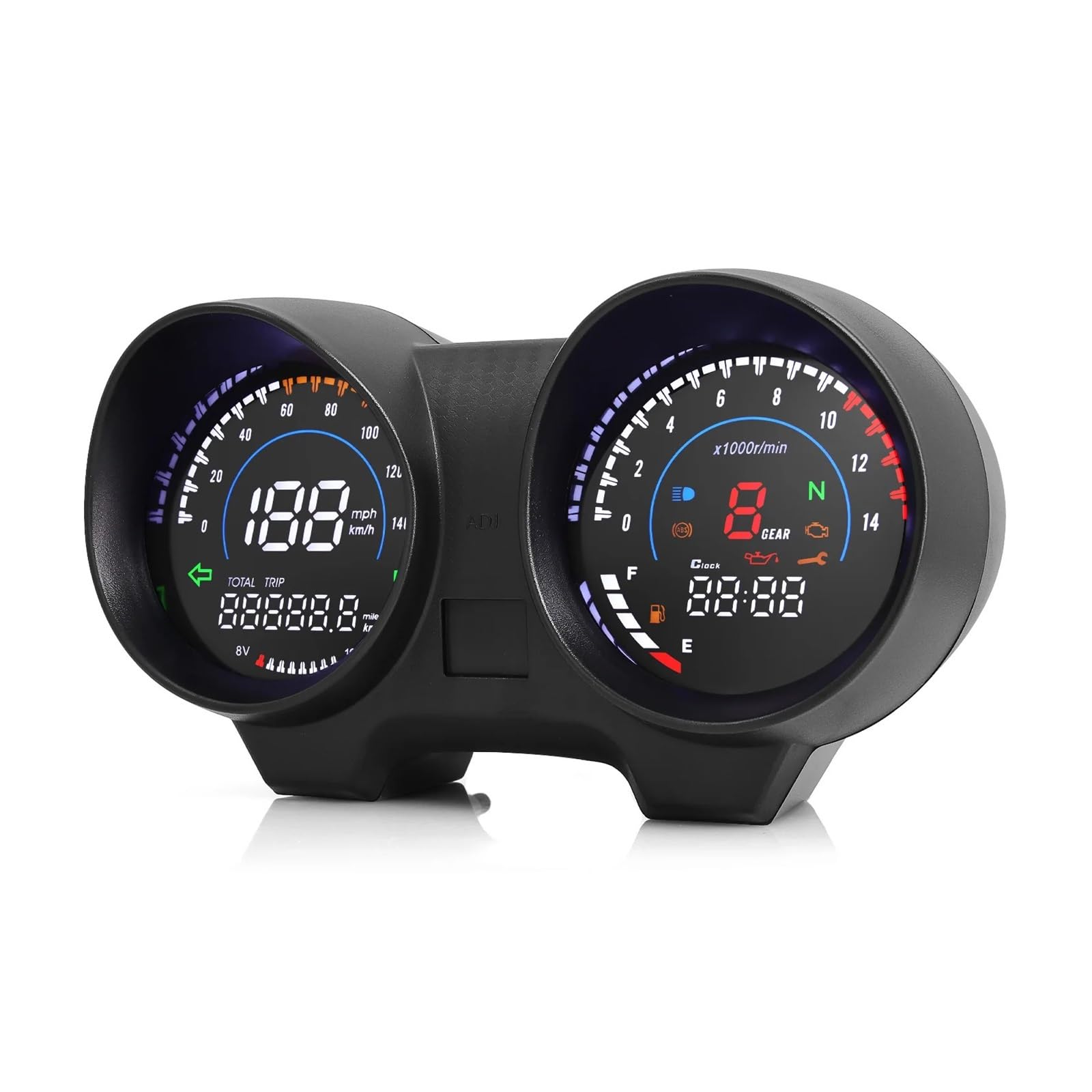 Moto Tachimetro Digitale Pannello digitale per cruscotto Est, contachilometri digitale per moto, contagiri, contagiri, contagiri, display del carburante e della marcia per TITAN 150