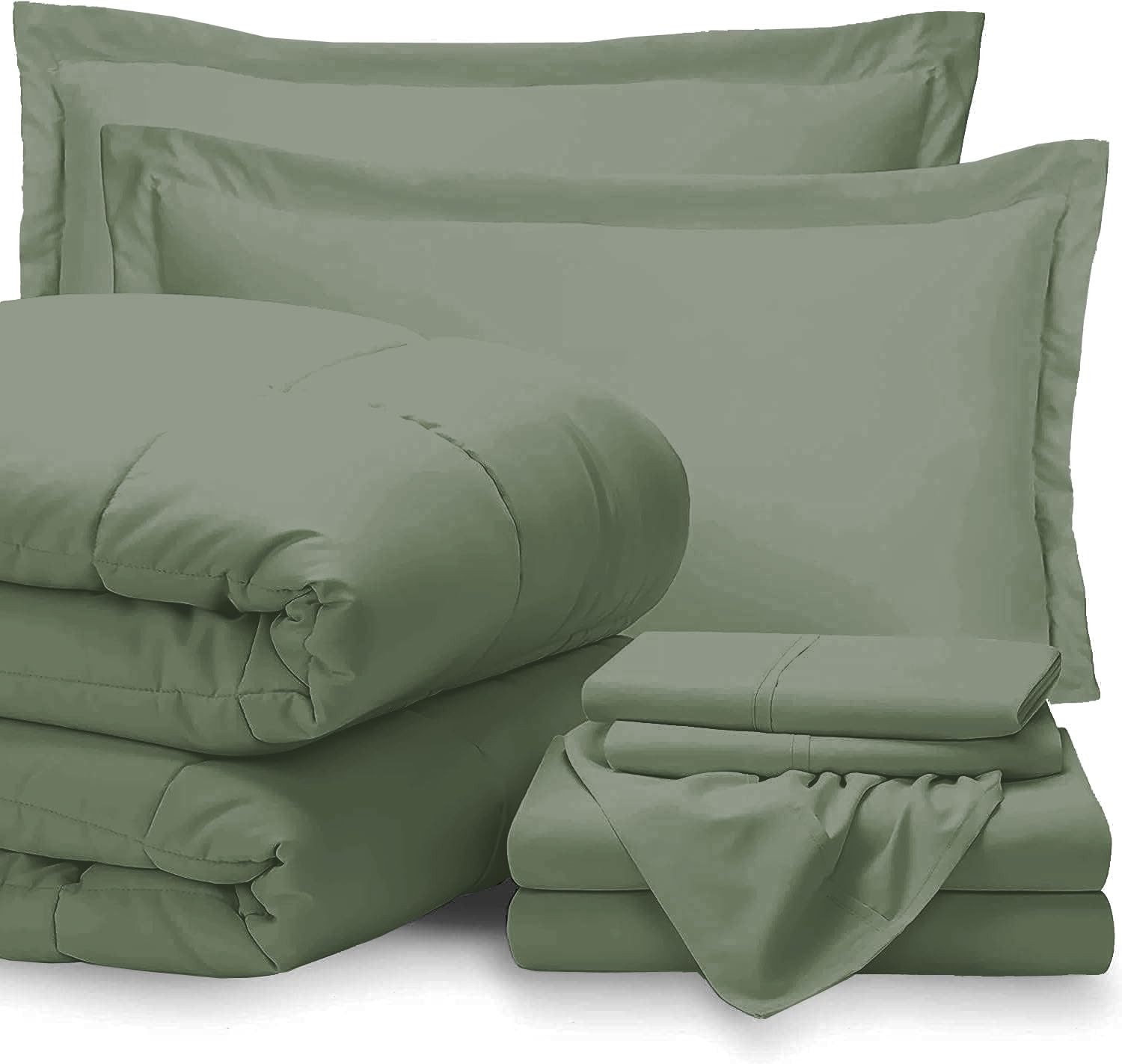 7 Piece Premium Quality Super Soft Comforter 100% Egyptian Cotton 800 Thread Count 18 Inch Deep Pocket Bed-in-A-Bag Comforter & Sheet Set - King Size