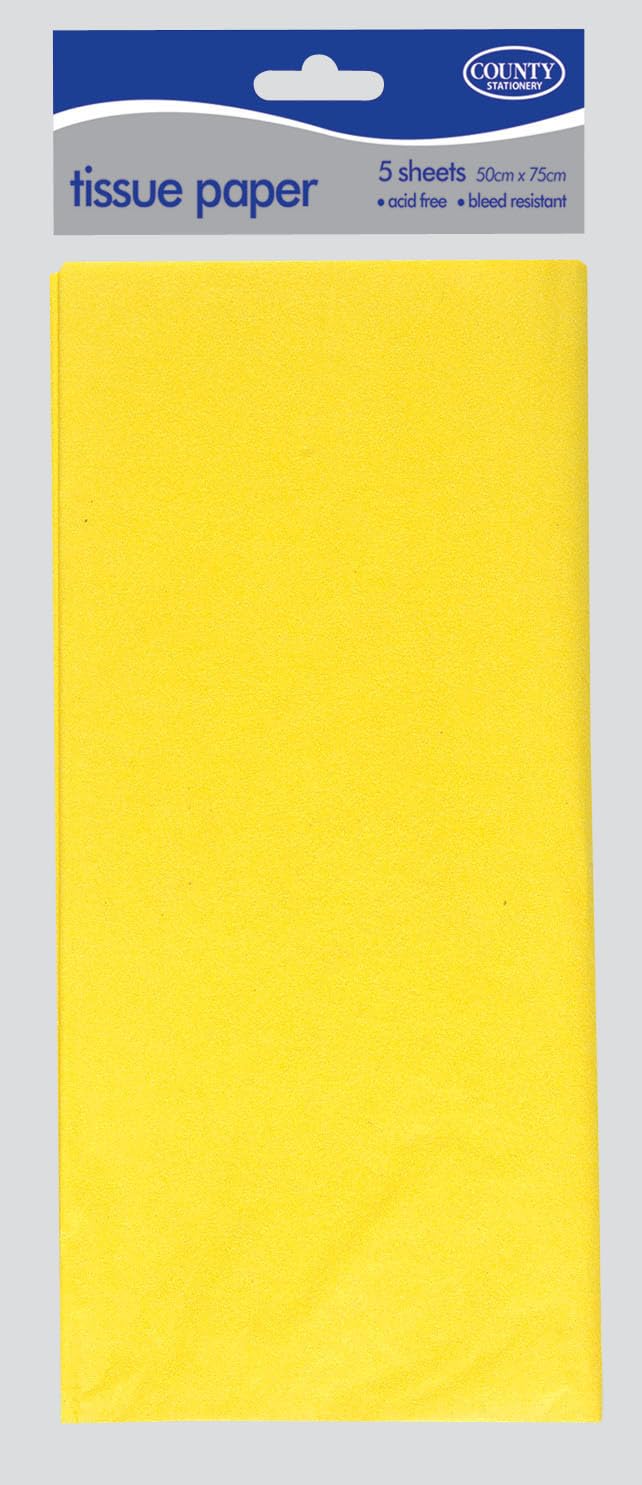 TISSUE PAPER SIZE 50 CM X 75 CM PACK OF 10 SHEETS - COLOUR YELLOW