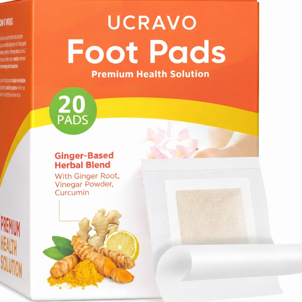 UCRAVO 20 Pcs Foot Detox Pads Overnight Ginger Based Herbal Foot Patches with Ginger Root, Curcumin & Vinegar Powder – Herbal Foot Care Detox Pads for Relaxation, Stress Relief & Night Foot Wellness-image-23