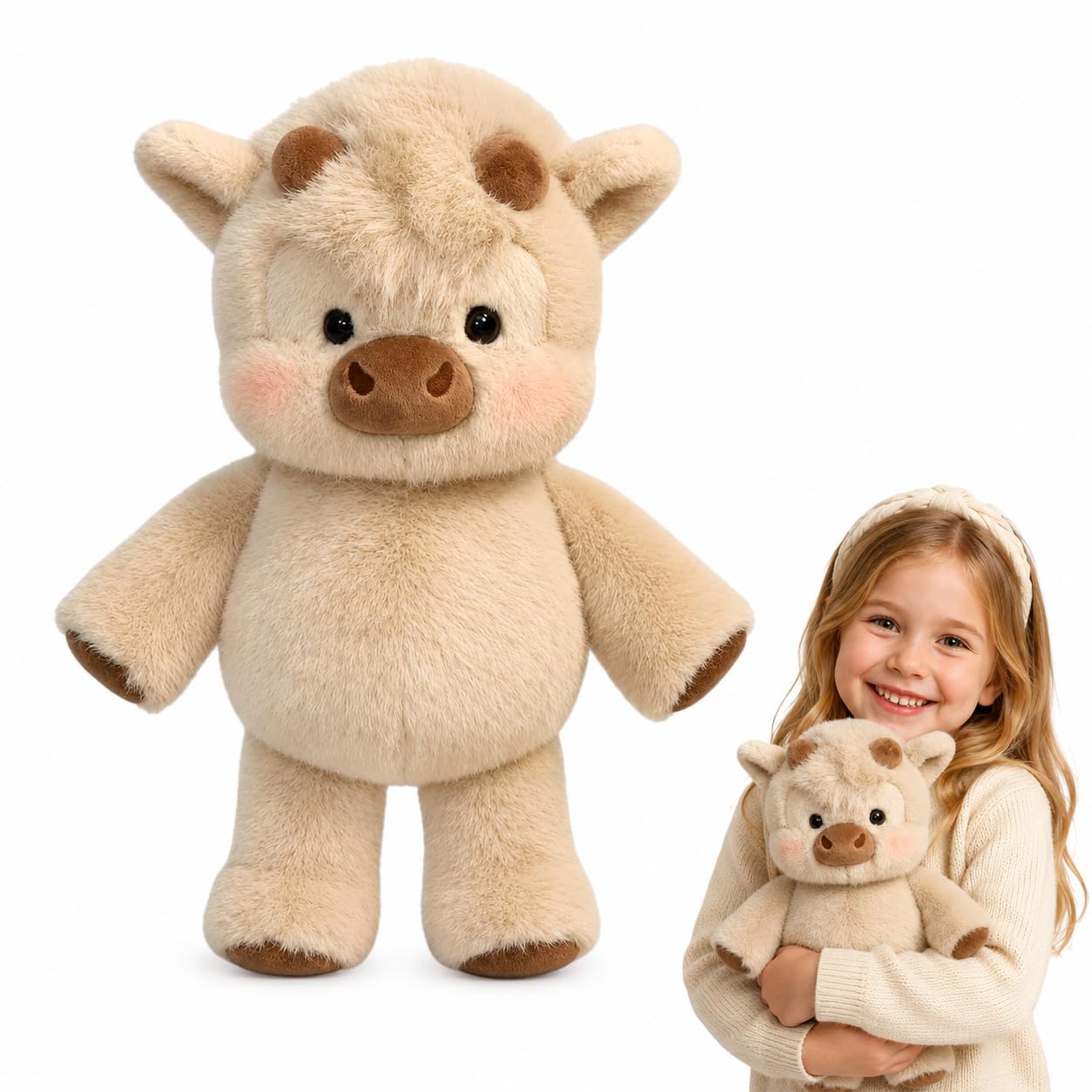 Amycute Peluche Mucca Corre  Pupazzo Che Corre Animale Peluche Morbido Pupazzo Antistress per Bambini Ragazze Donne