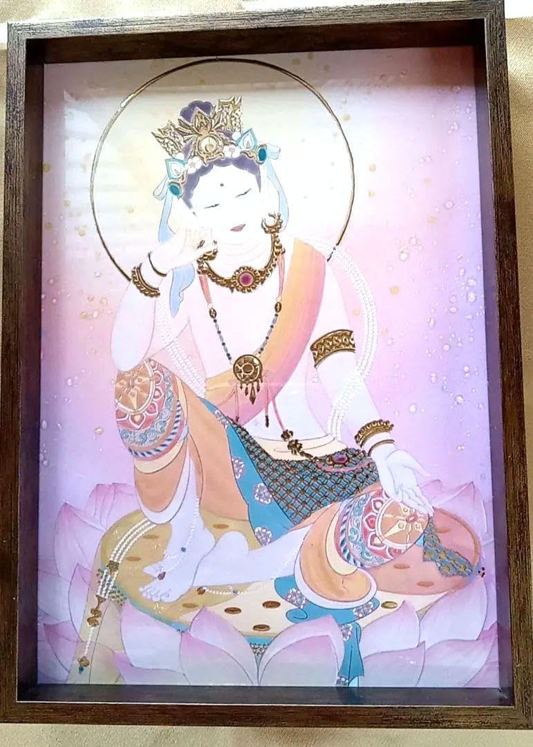 草場一 艶金盛り 大日如来 開運 菩薩 アンティーク額縁付 艶金盛り「