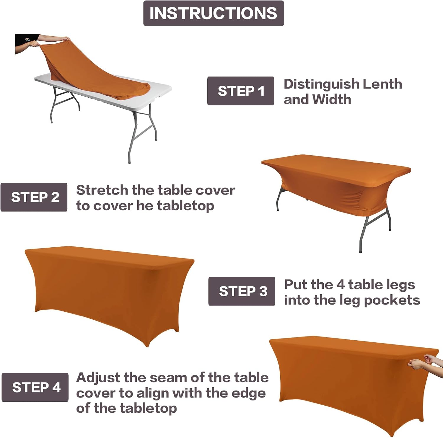 IVAPUPU 2 Pack 6FT Table Cloth for Rectangular Fitted Events Stretch Caramel Table Covers Washable Spandex Tablecloth Protector for Party, Wedding, Cocktail, Banquet, Festival thumbnail