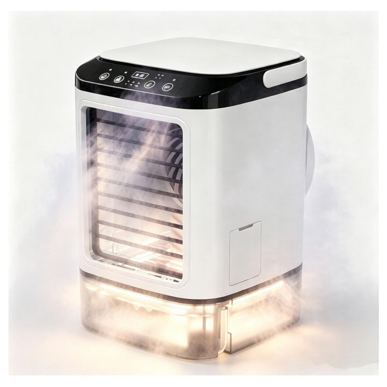 900ml Aria Condizionata, Serbatoio da 900ml,con Ghiacciaia,3 Velocità Ventilatore Rinfrescante Ad Acqua 2 Modalità di Nebbia, 7 Luci Colorate Per Camera Da Letto,Home Office,Uso Esterno