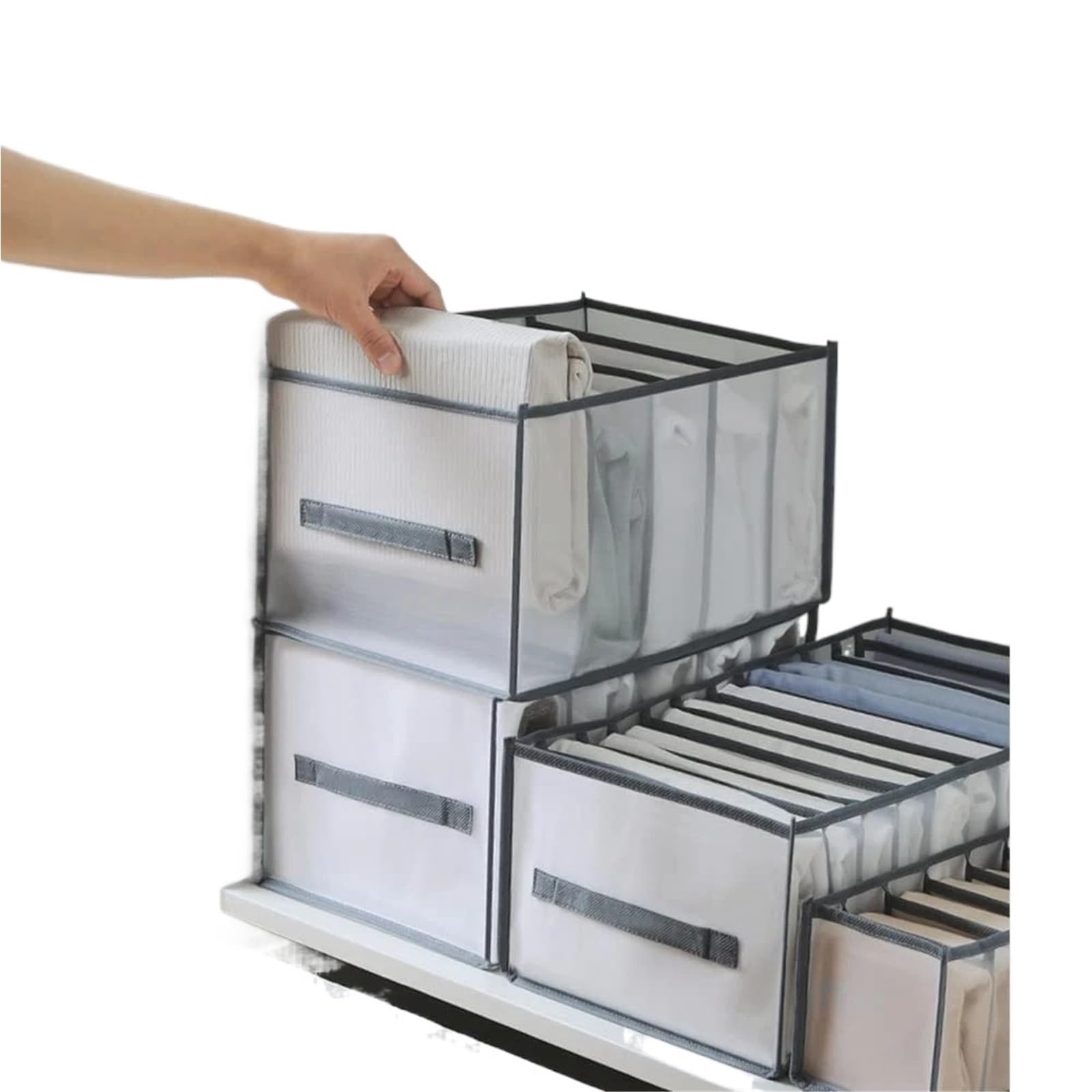 Compatible con organizador de ropa genérico 2 piezas. | 12/5 rejilla jeans calcetines faldas sujetador armario(XL 12Grids 2pcs)