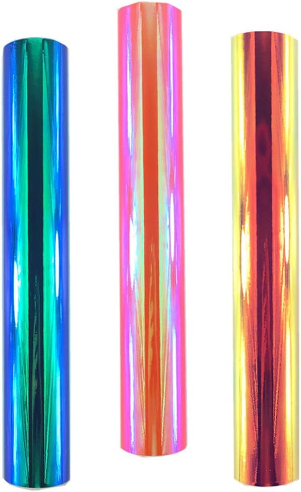 WDragon Glossy Holographic Opal Craft Vinyl Chrome Adhesive Permanent Vinyl Sheet Roll for Silhouette Cameo Craft Cutter Vinyl,30cm by 30cm, 3 Sheets (MULITICOLOR2)