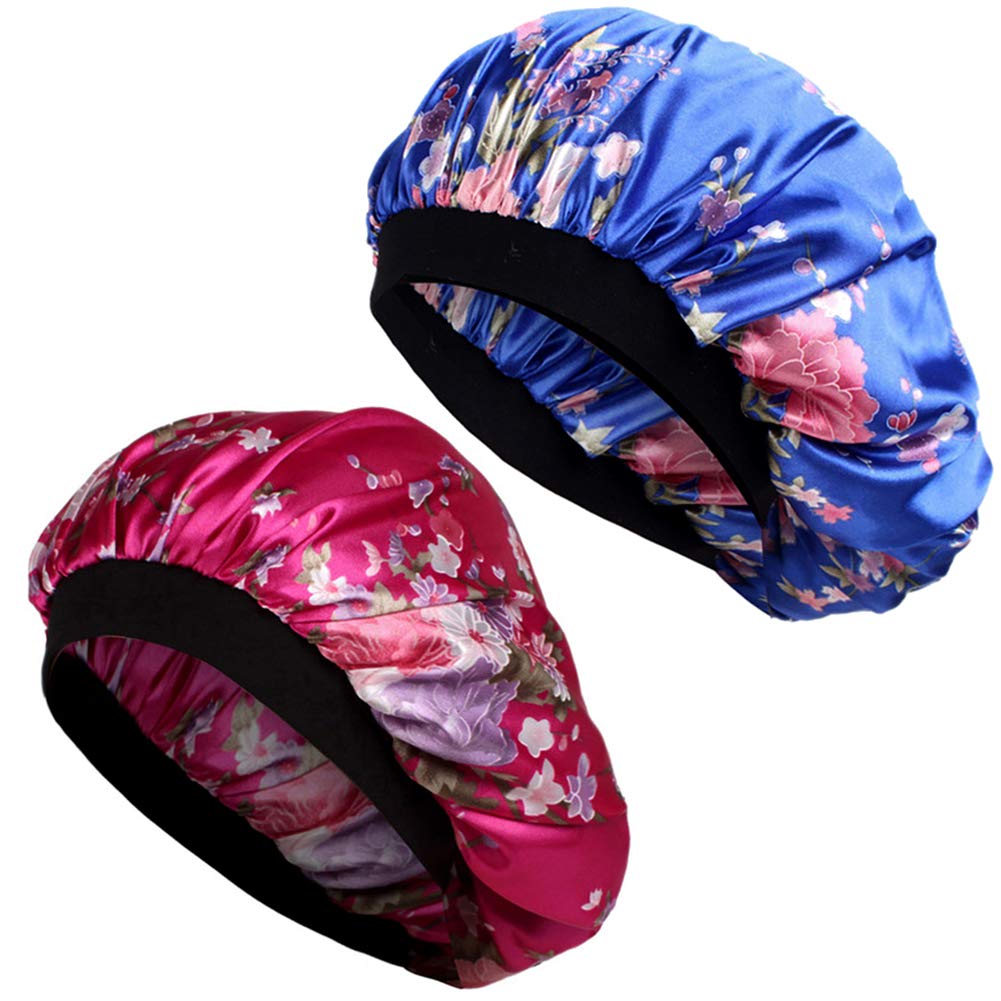 ASHILISIA Premium Wide Band Satin Bonnet Cap Comfortable Night Sleep Hat Hair Loss Cap