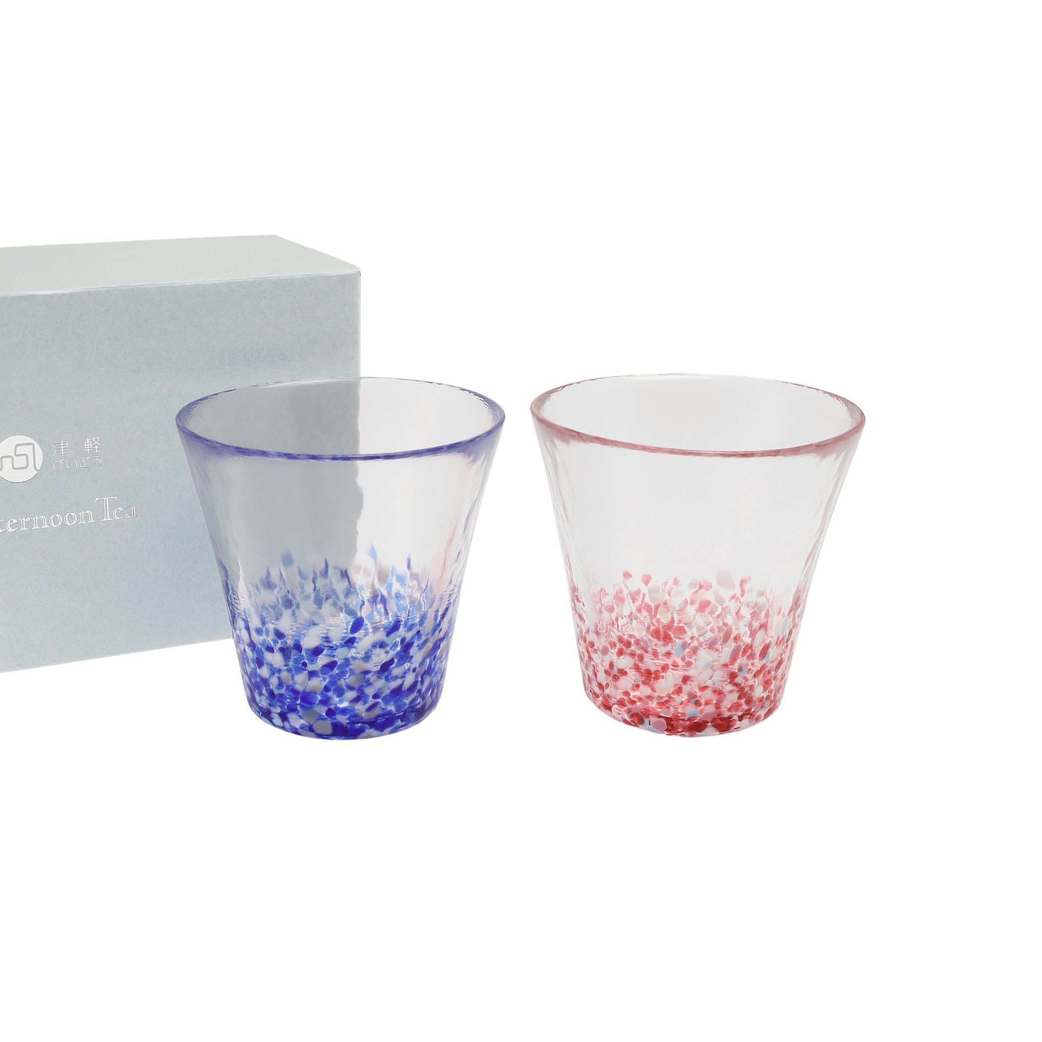 Aderia Tsugaru Vidro Tumbler Pair Set Blue Soda Glass 8.8oz Made in Japan