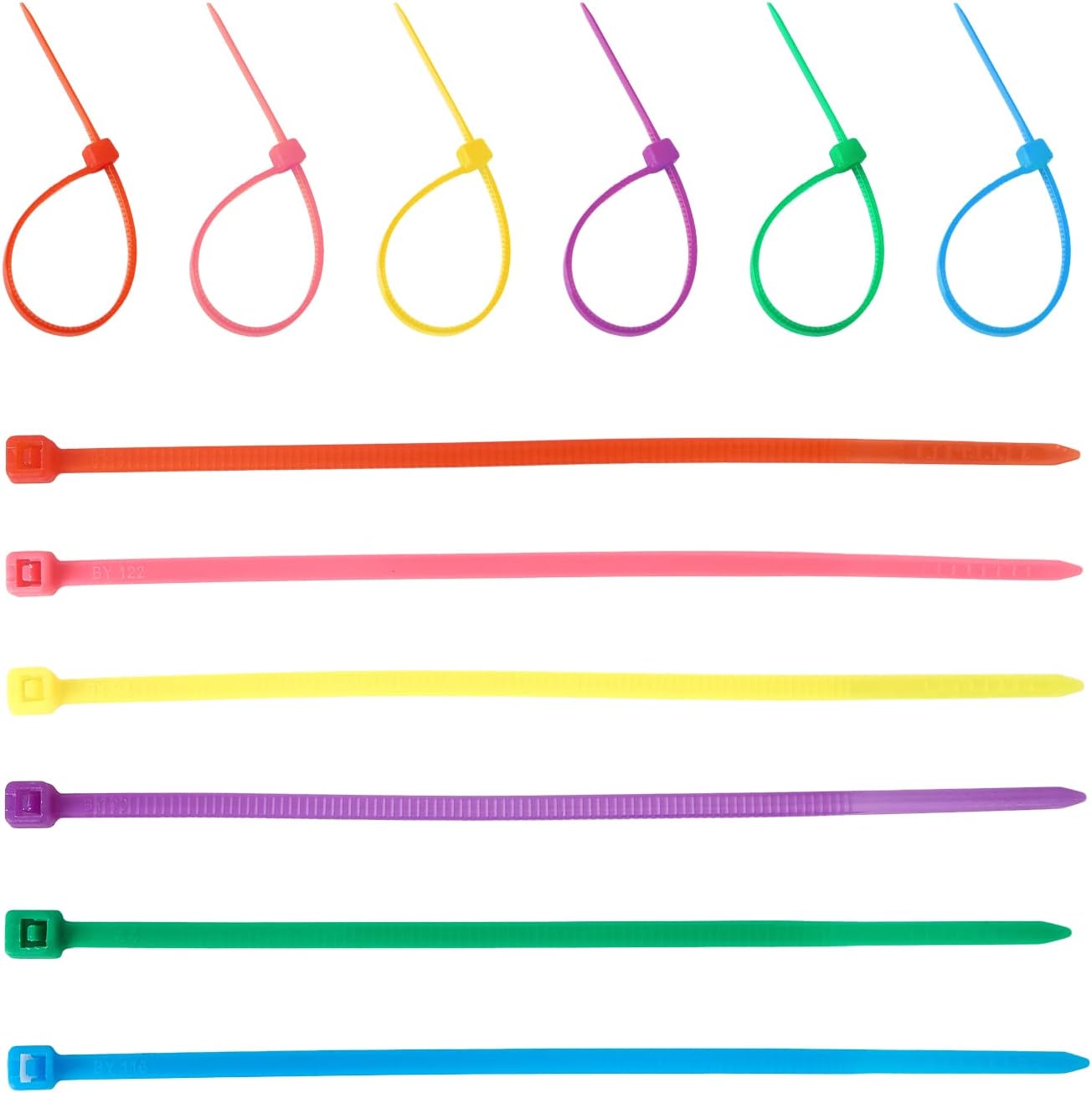 600pcs (100 per color) Small Colored Zip Ties 4 Inch Multi-Color Zip Wire Tie for Deco Mesh Wreath Supplies, Colorful Plastic Ties Yellow, Blue, Red, Green, Pink, Purple Zip Ties