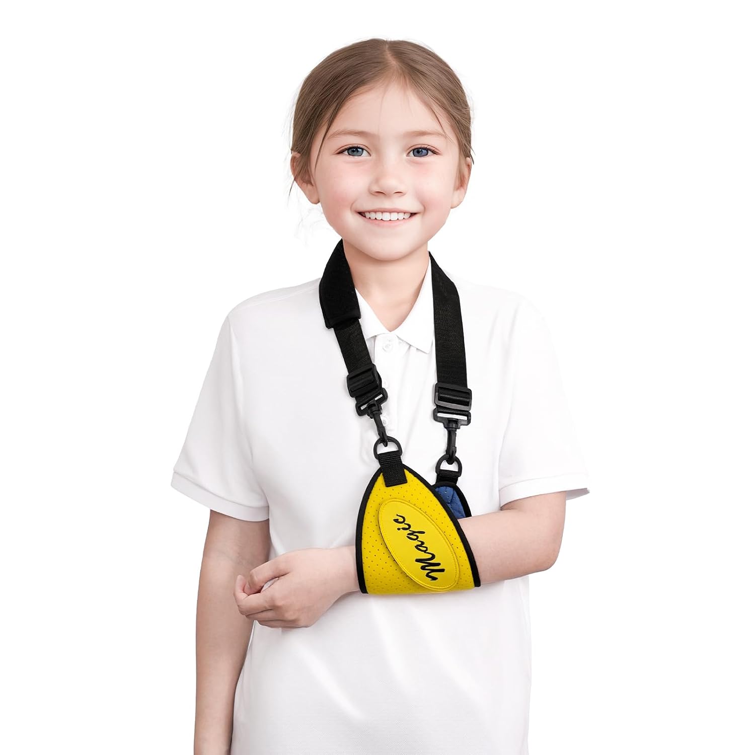 Kids Arm Sling, Lightweight, Breathable and Adjustable Shoulder Immobilizer - Suitable for Boys and Girls with Arm, Shoulder, Elbow, Wrist Injuries(yellow,3-15 years old)