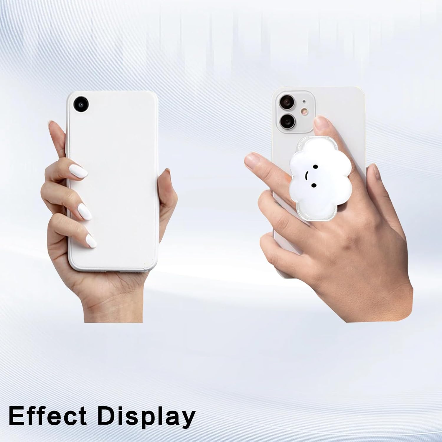 Phone Grip Cute 2D Cloud Shape Collapsible Expandable, Smartphone Tablet Cell Phone Grip Stand Holder (White)