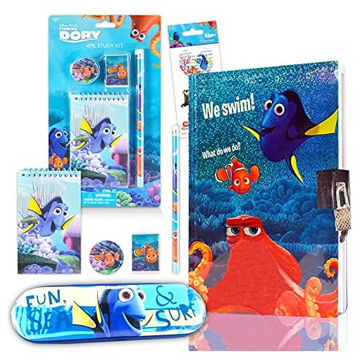 Classic Disney Finding Dory 60-Sheet Journal Set - Finding Dory Pencils Bundle with Journal, Pencils, Sketchpad and More (Finding Nemo Activity, Finding Dory Party Favors)