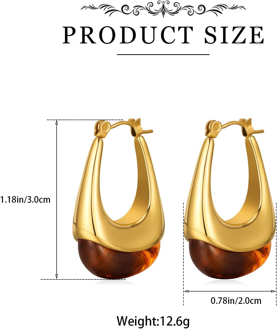 Brown Earrings Circle Chunky Earrings for Women Trendy 18K Gold Plated Stud Hoop Stainless Steel Hypoallergenic - Image 6
