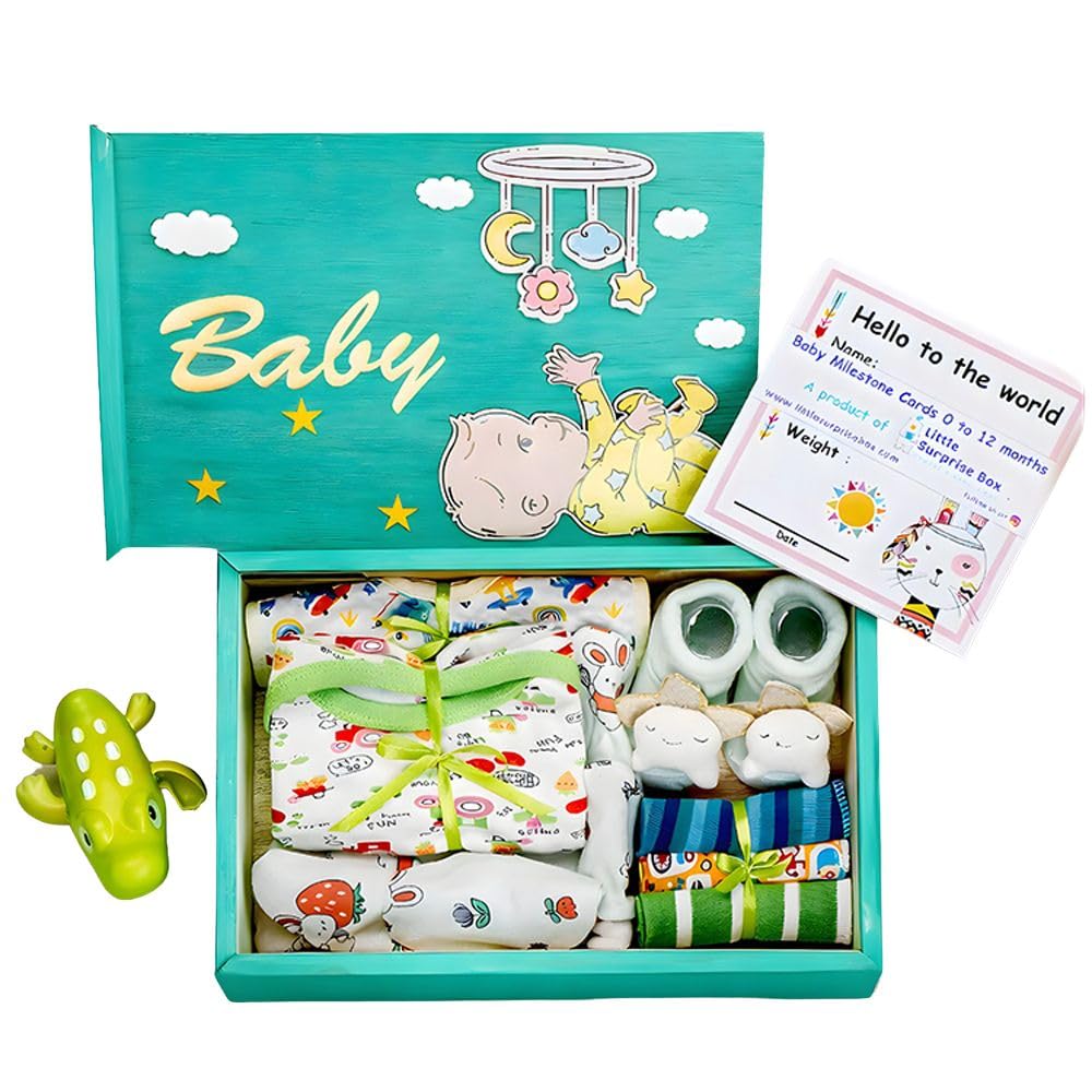 Little Surprise Box Little Shinny Star New Born Baby Gift Hamper Set Green (6-12 Months)-image-27