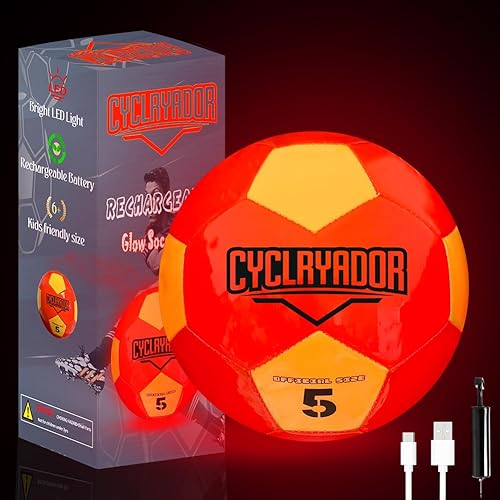 Balón de fútbol recargable que brilla en la oscuridad, tamaño 5, balón de fútbol que se ilumina, ideal para regalos de fútbol con bomba y cable de