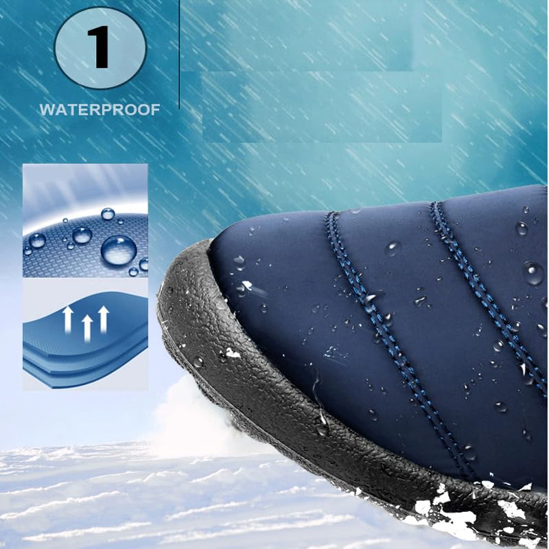Womens Snow Boot Winter Warm Booties Fur Lined Anti-Slip Ankle Boots Outdoor Slip On Waterproof Booties Comfortable Warm Shoes Winter4