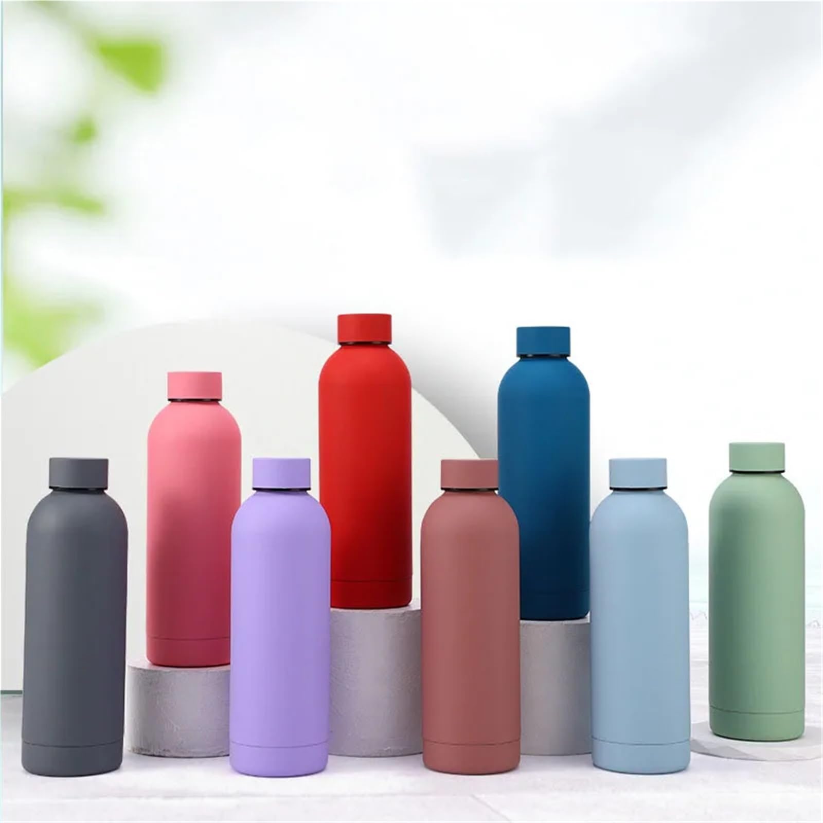 Edelstahl-Trinkflasche Große Vakuumflasche Edelstahl Tragbare Thermoflasche Outdoor Sport Wasserflasche Reisebecher FüR Den Sport Fitnessstudio(500ml,Color5)