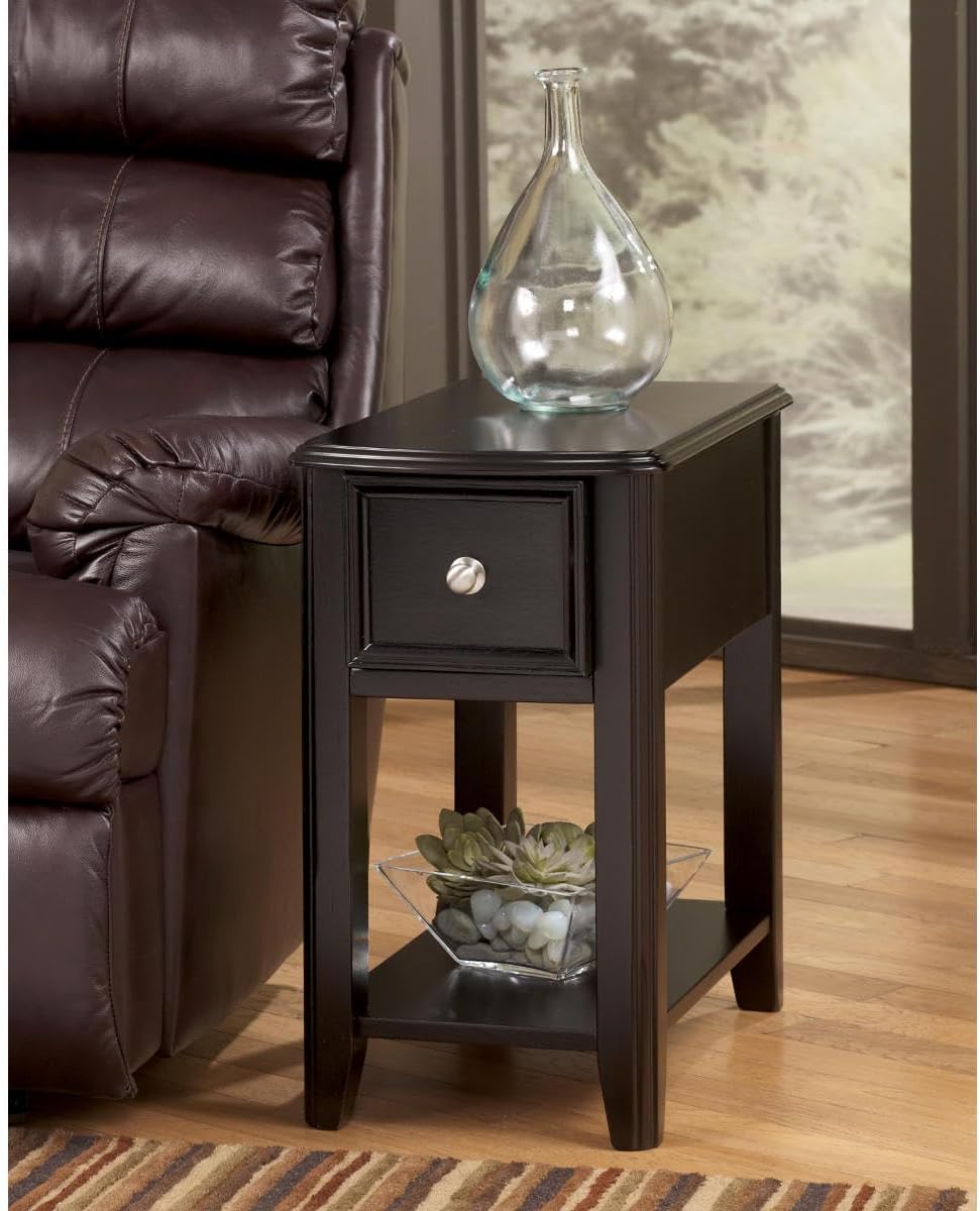 Signature Design by Ashley Breegin New Traditional Wooden Chair Side End Table with Storage, Black