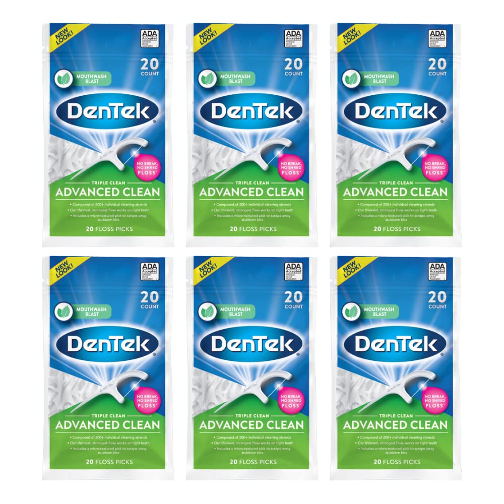 DenTek Triple Clean Advanced Clean Floss Picks 20 Count 6 Pack, Dove Original Clean Roll On Deodorant 4 Pack 1.7 FL Oz Each 4 Bottles