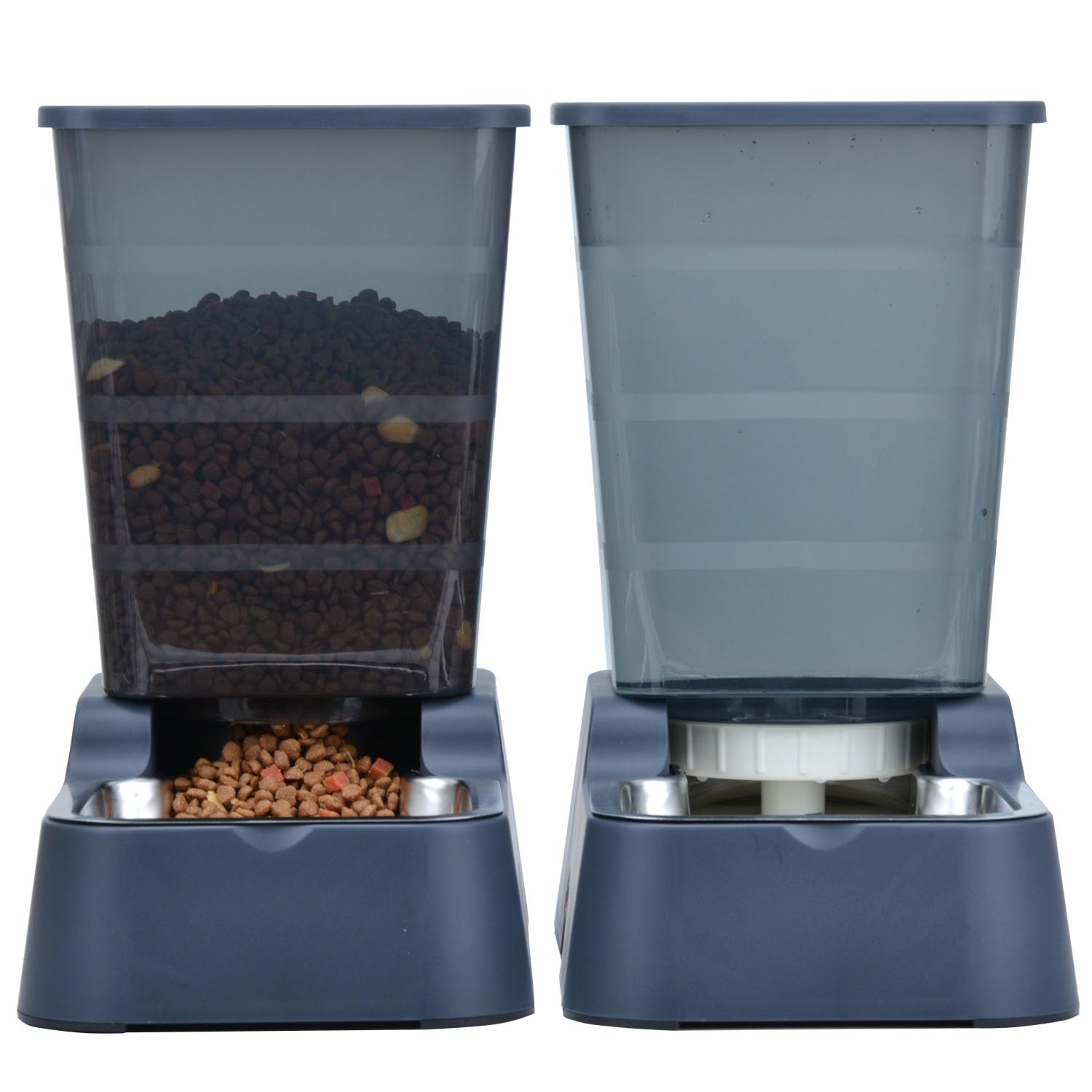 Dispensador automático de comida para perros y agua para perros, 5 L, dispensador de comida para gatos y gatos para perros medianos y grandes, gatos y otros animales (juego de 5 L, gris oscuro)