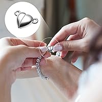 Vista 7 de 48 Pieces Heart Shaped Magnetic Clasps for Jewelry Gold Silver Bracelet Clasps Closures Magnetic Breakaway Converter for Bracelet Necklace DIY