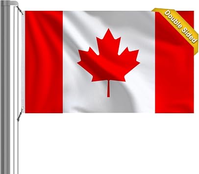 AZCOVER Canada Flag, 3x6 FT Canadian Flag Outdoor Embroidered Canada CAN Flags with 2 Brass Grommets, Heavy Duty Polyester Canadian National Banner Large