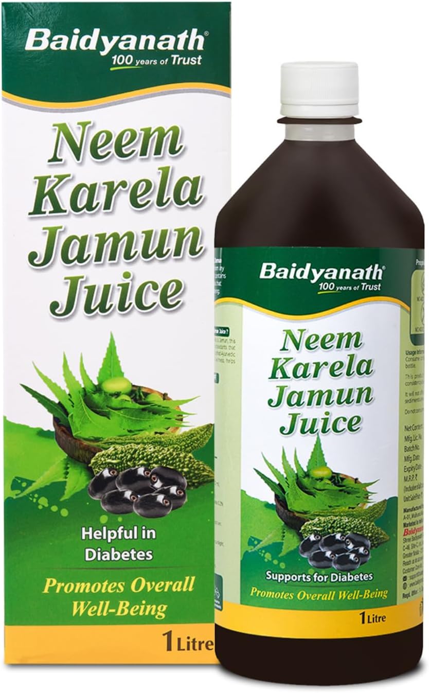 Baidyanath Neem Karela Jamun Juice -1000ml | Natural Remedy for Blood Sugar Management & Reduces Bad Cholesterol | Best For Digestive Health, Diabetic Care, Skin Care & Natural Detox | No Added Sugar